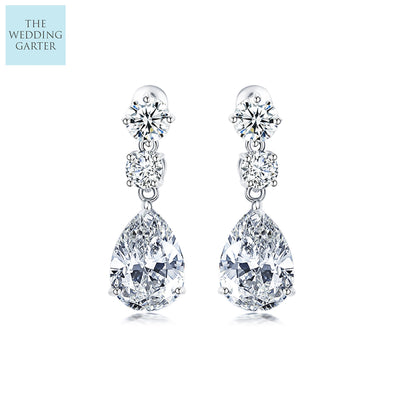 Delicate Cubic Zirconia Diamond Drop Wedding Earrings