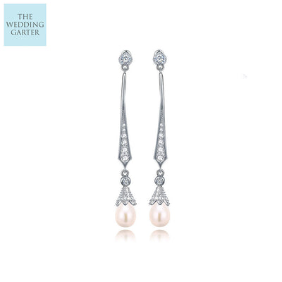 long dangle pearl earrings for wedding