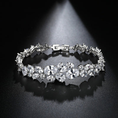 Pretty Oval Cubic Zirconia Diamond Wedding Bracelet