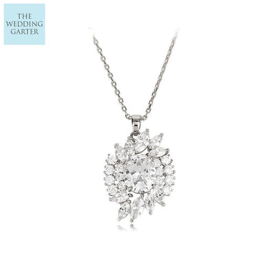 white gold cubic zirconia bridal necklace