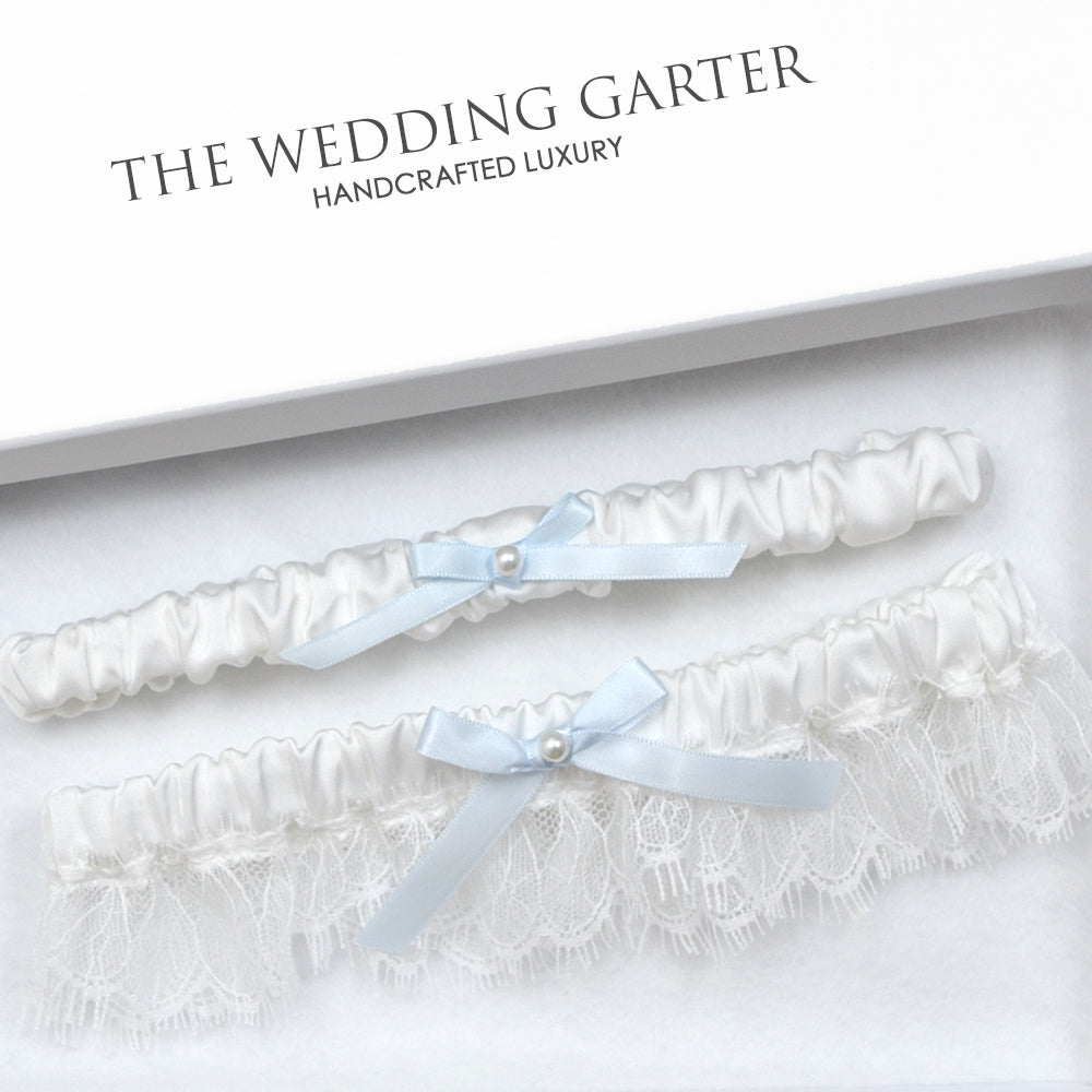 Isabella Chantilly Lace White Wedding Garter Set
