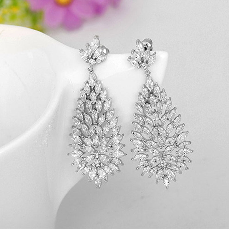 Fancy Cubic Zirconia Women's Diamond Drop Wedding Earrings