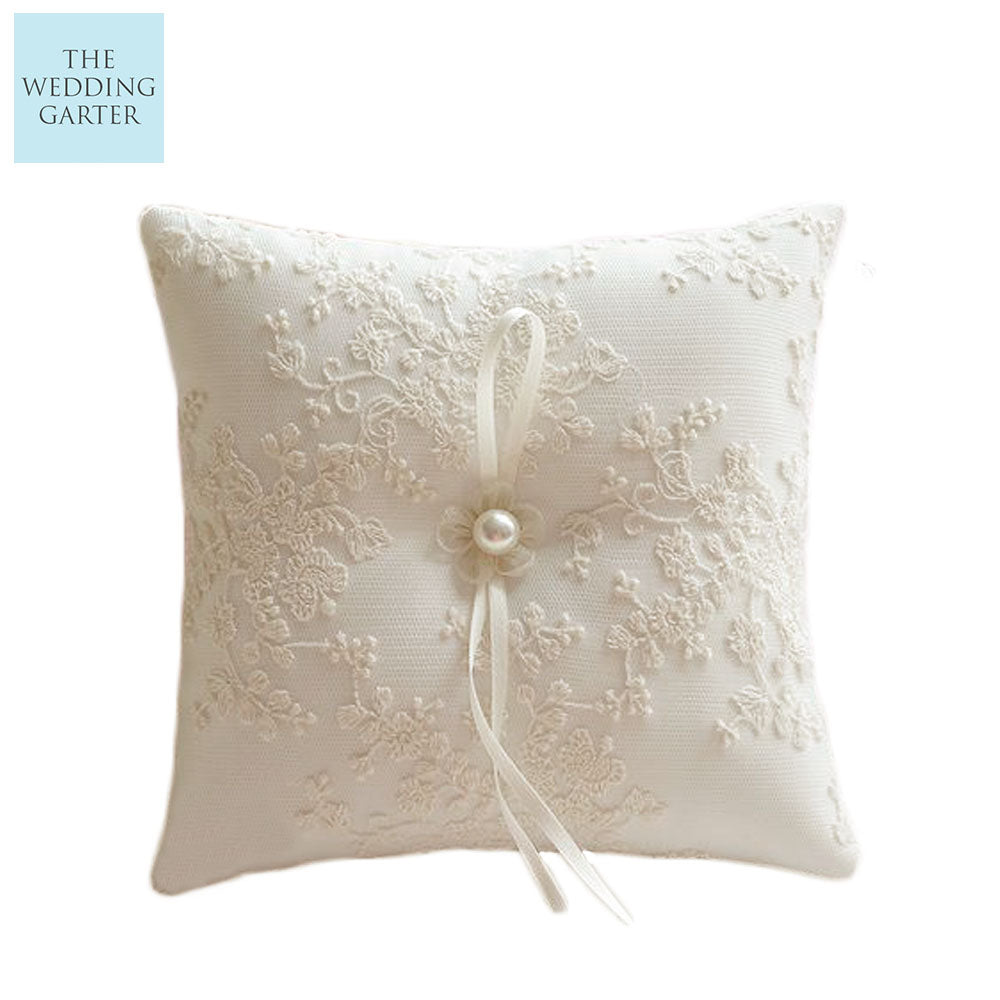 Embroidered Lace Ring Pillow