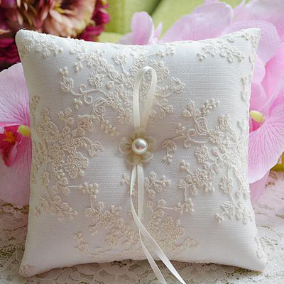 Felicity Luxury Embroidered Lace Ring Pillow For Brides