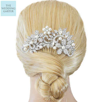 Pearl & Crystal Statement Event Wedding Hair Piece