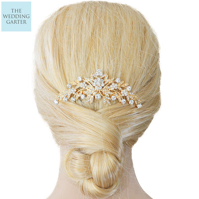 Gold Floral Antique Design Wedding Headpiece