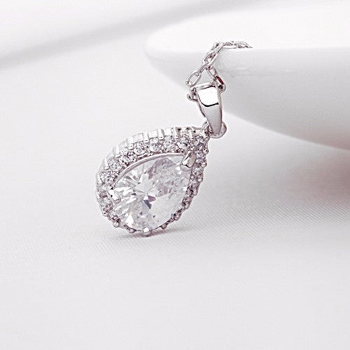 Timeless Water Drop Cubic Zirconia Earring & Necklace Jewellery Set