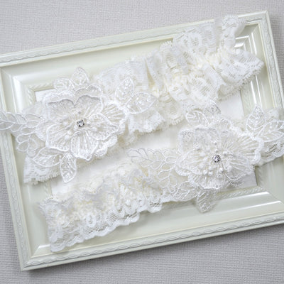 ivory floral wedding garter