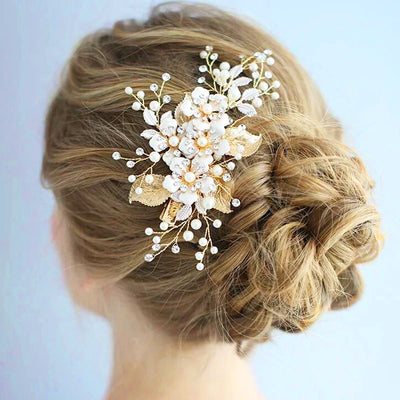 ivory and gold wedding head piece