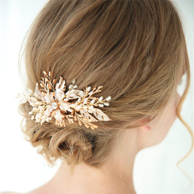 Beautiful Gold & Bronze Floral Headpiece Comb