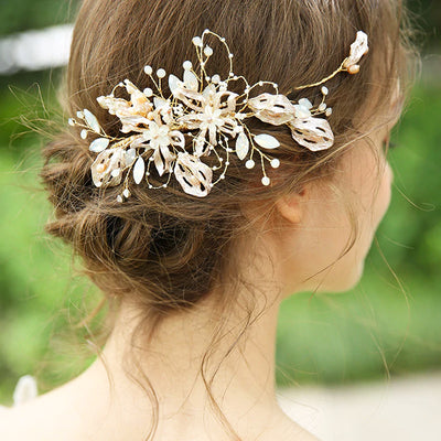 delicate gold wedding headpiece