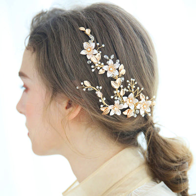 gold pink wedding hair accessories
