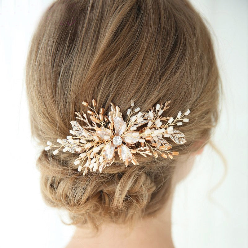 gold flowers wedding headpiece