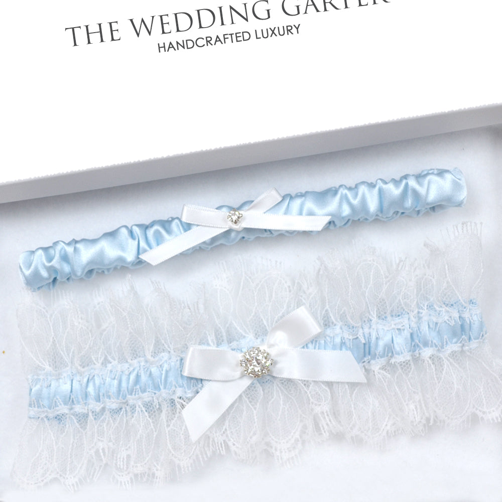 Hadley Luxury Eyelash Lace Blue Bridal Garter Set
