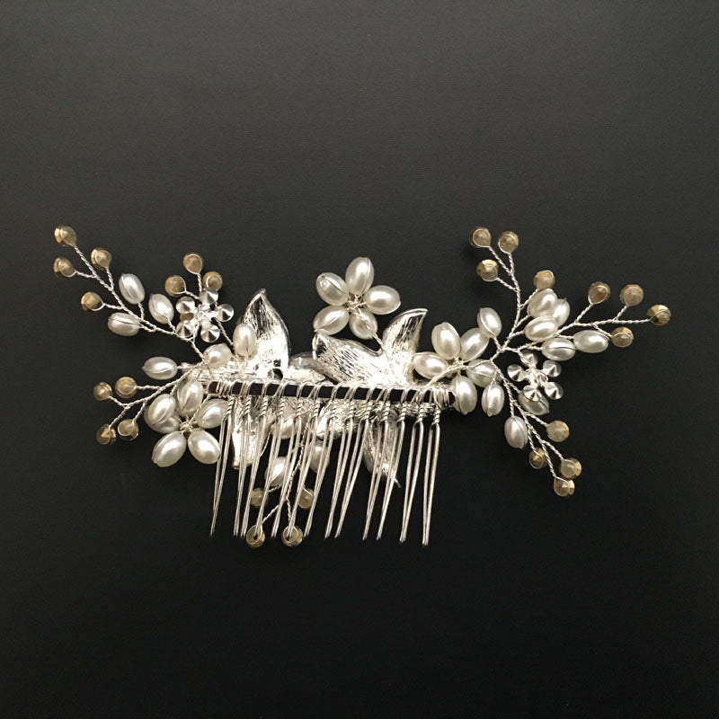 Silver Wedding Hair Accessories Comb With Pearls