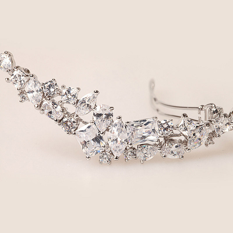 Glistening Bridal Headpiece Cubic Zirconia Diamond Bridal Hair Clip