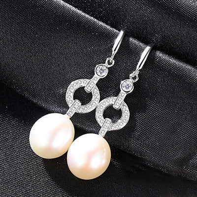 Luxury Freshwater Pearl & CZ Diamond Wedding Earrings