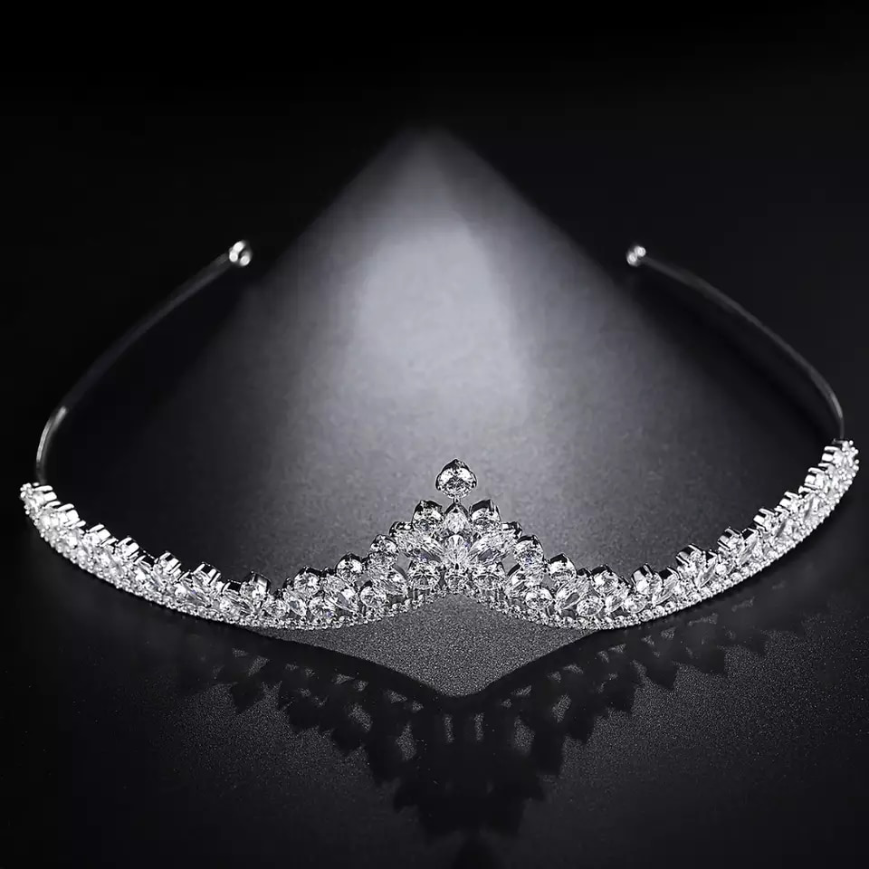 CZ Diamond Princess Tiara Crown For Brides