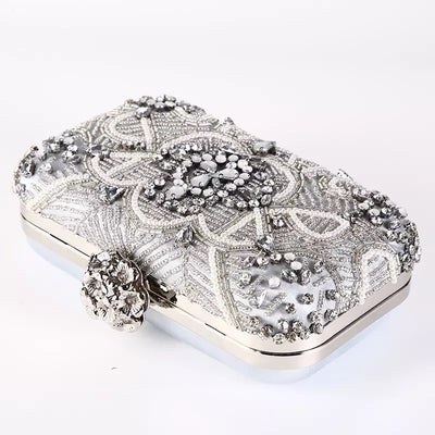 silver vintage bridal clutch