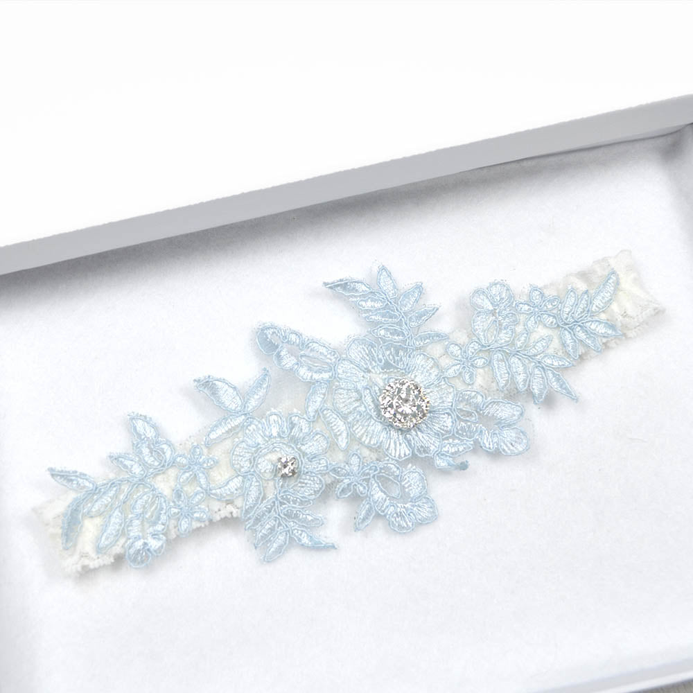 blue lace wedding garter