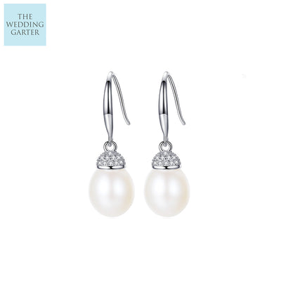 ivory pearl drop earrings for brides
