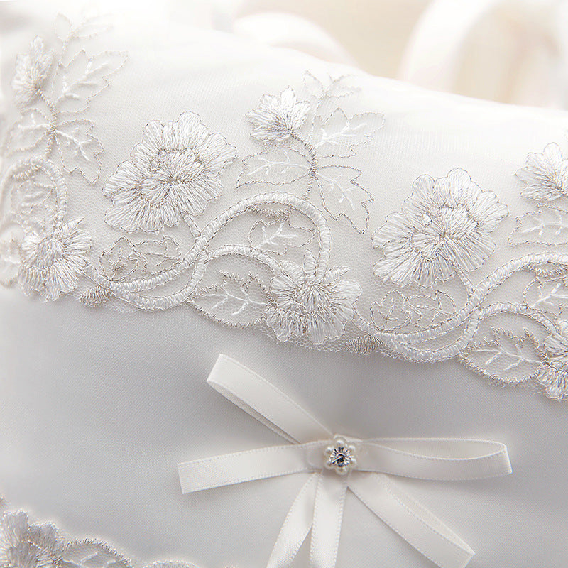 Luxury Soft Satin & Lace Vintage Lace Ring Bearer Pillow