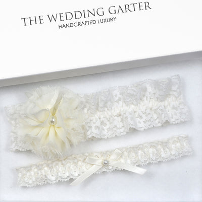 ivory flower wedding garter