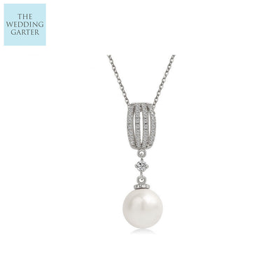 Ivory Pearl & Cubic Zirconia Pendant Necklace