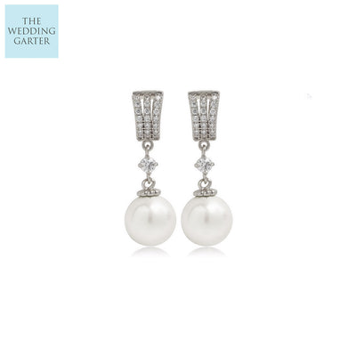diamond pearl drop earrings