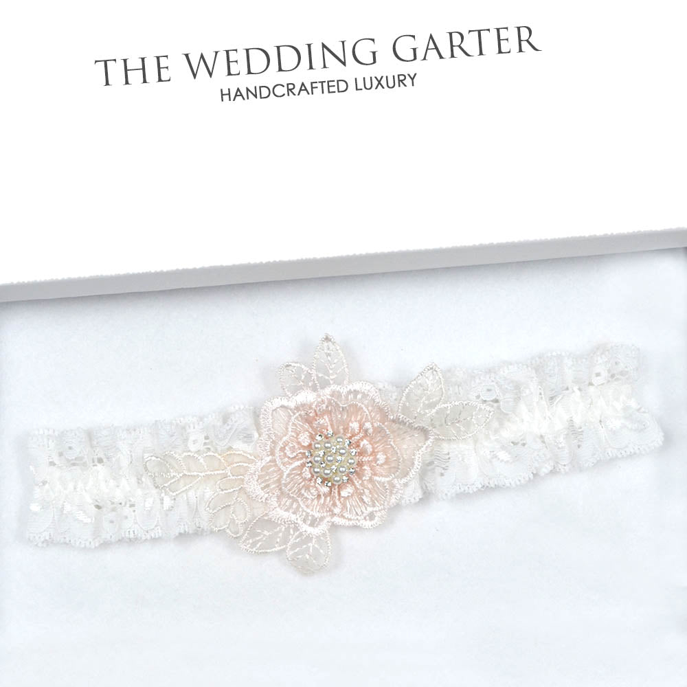 Dusty Pink & Ivory Lace Wedding Garter