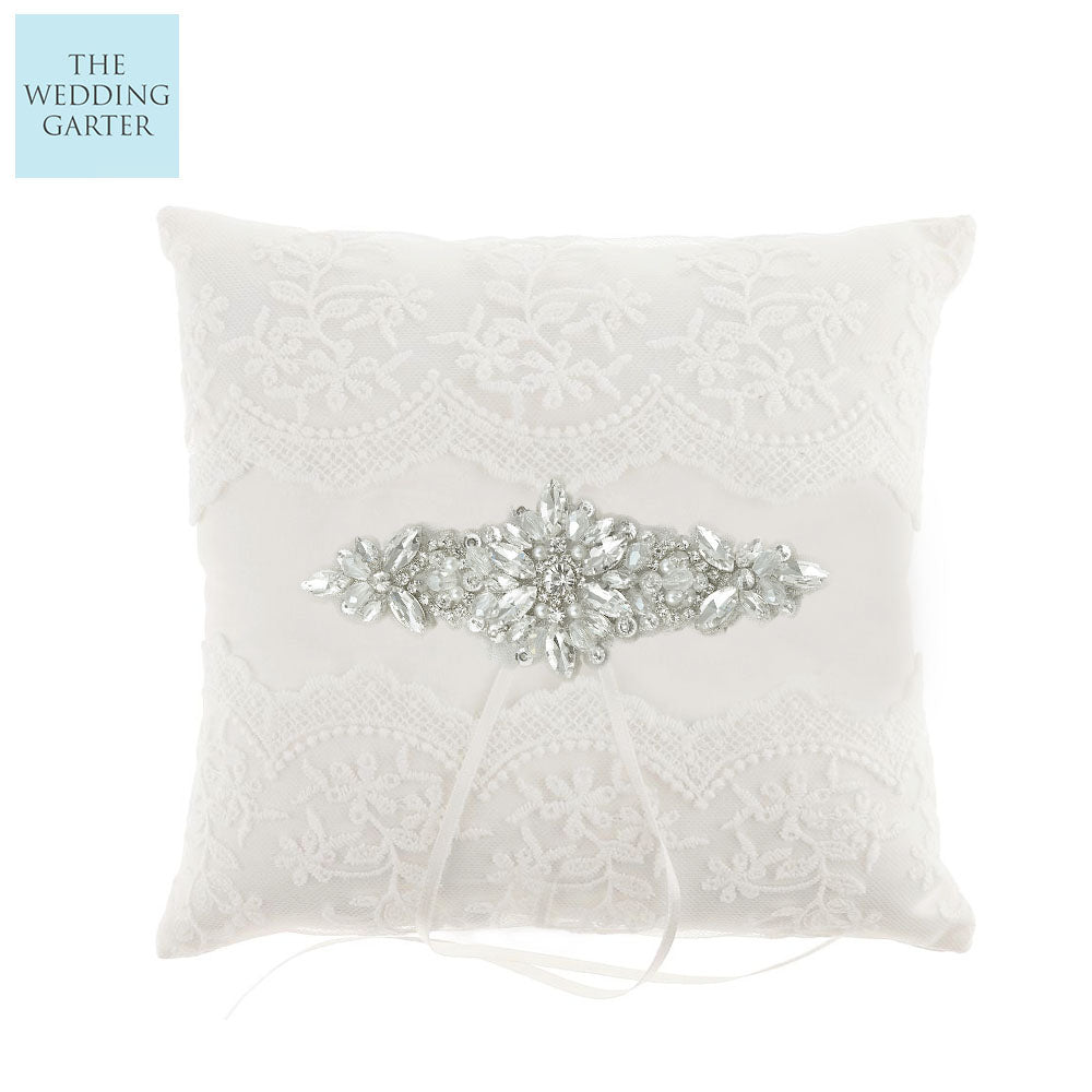 crystal wedding ring pillow