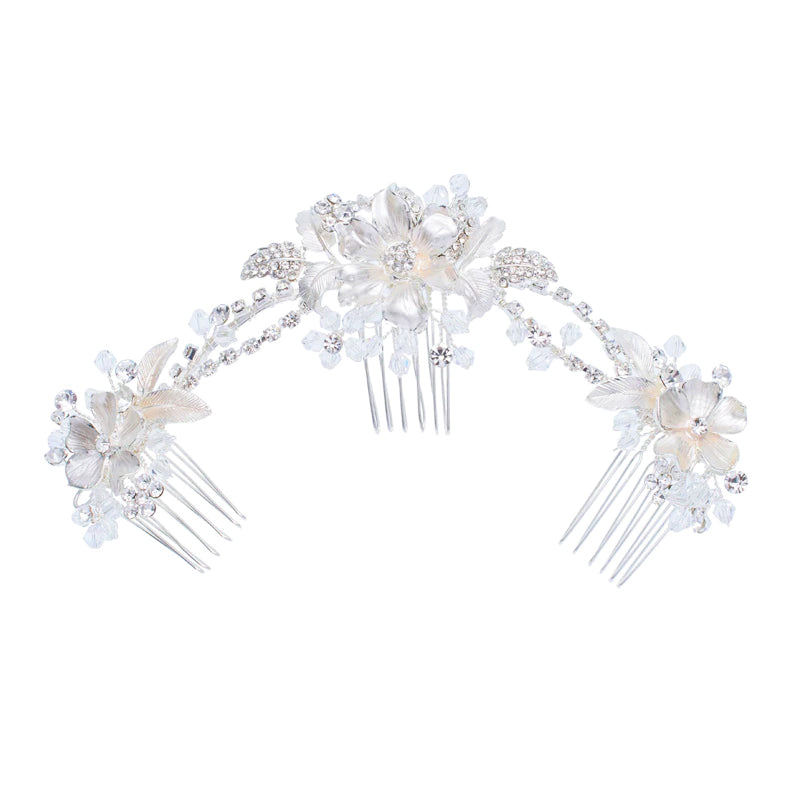 Delicate Ivory & Silver Bridal Hair Piece