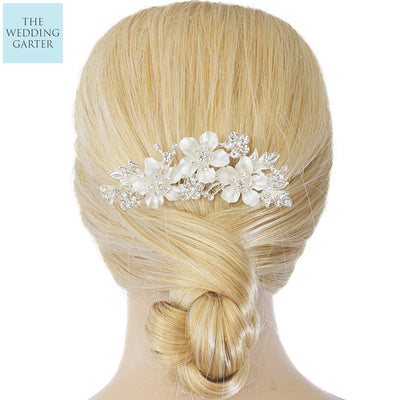 ivory hair flowers for bride
