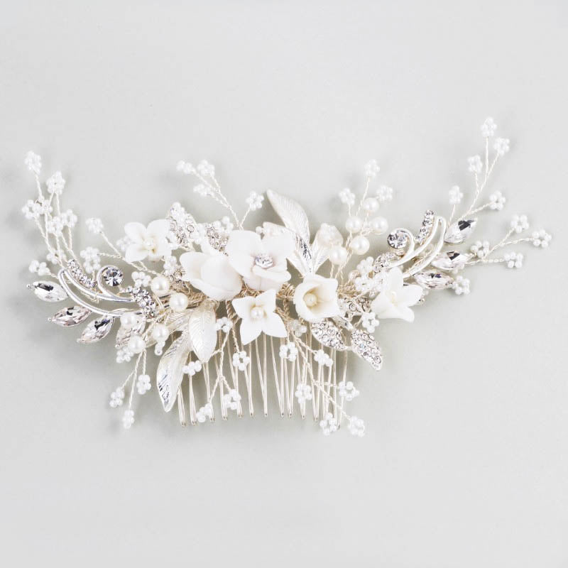 ivory and silver bridal headpiece