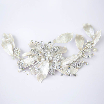 Large Garden Design Ivory & Silver Bridal Headpiece