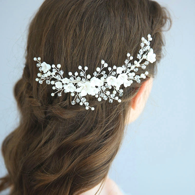 wedding headpiece with white flowers