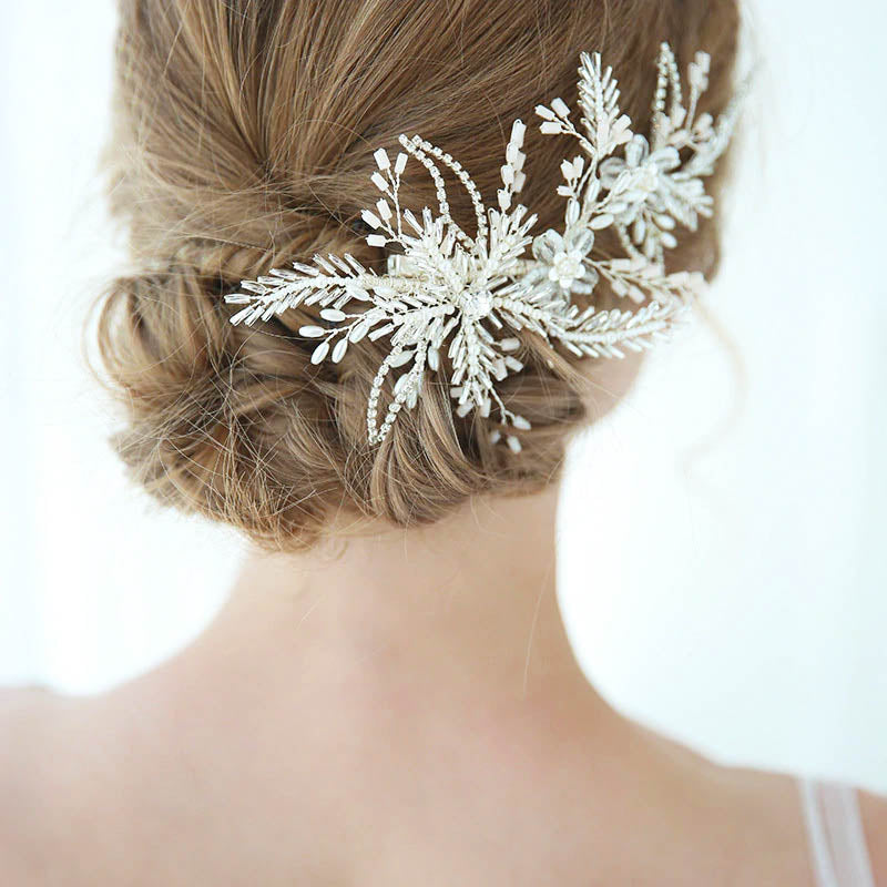 Stunning Floral Bridal Headpiece Clip With Pearls