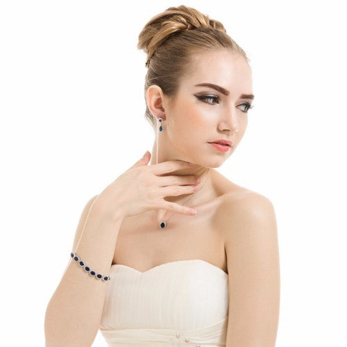 Sapphire Blue CZ Crystal Drop Earrings For Wedding Australia