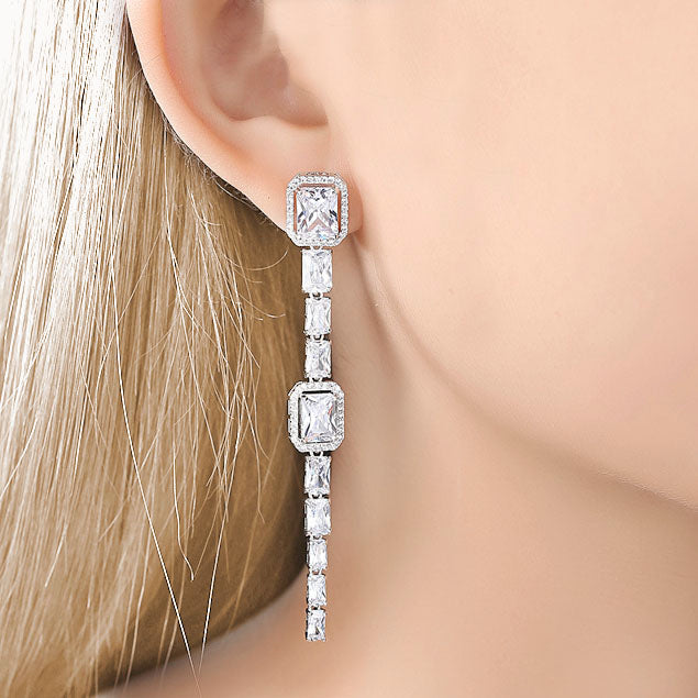 long crystal wedding earrings