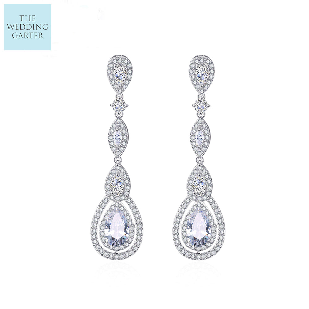 long crystal bridal earrings
