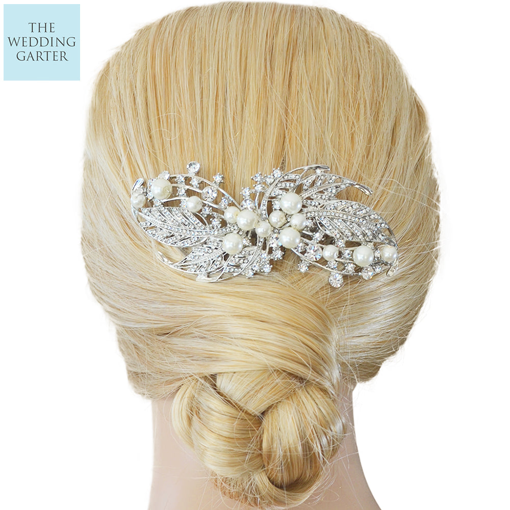 Luxury Designer Pearl and Crystal Wedding Headpiece Comb