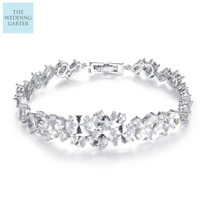 Pretty Oval Cubic Zirconia Diamond Wedding Bracelet
