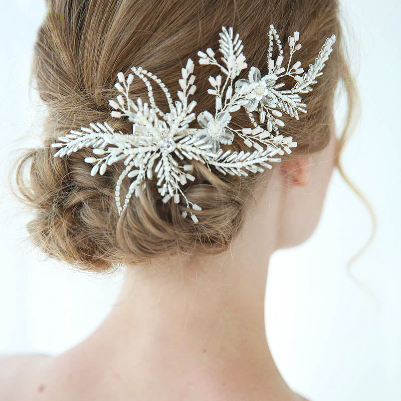Stunning Floral Bridal Headpiece Clip With Pearls