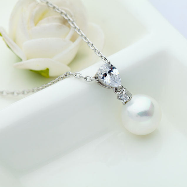 Delicate CZ Diamond & Pearl Wedding Jewellery Set