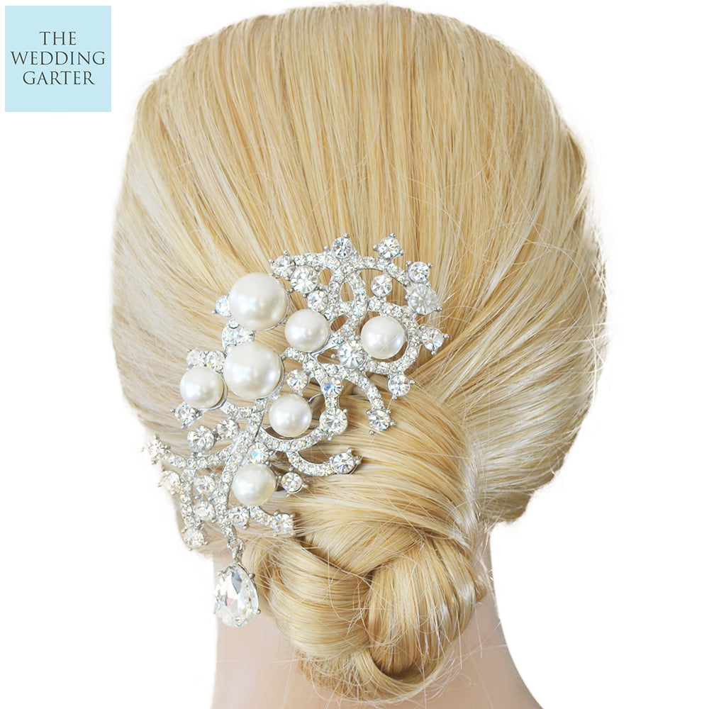 Luxury Designer Pearl & Crystal Wedding Headpiece