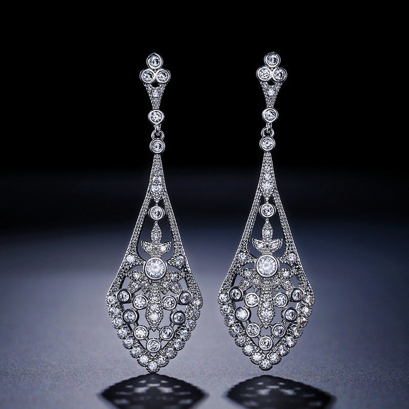 art deco silver wedding earrings
