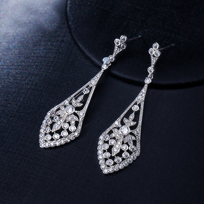 silver drop wedding earrings