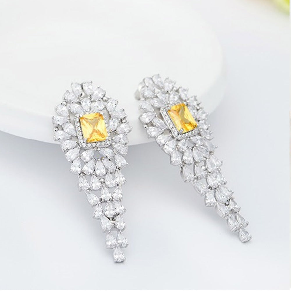 Luxury CZ Diamond Statement Bridal Earrings
