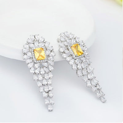 Luxury CZ Diamond Statement Bridal Earrings