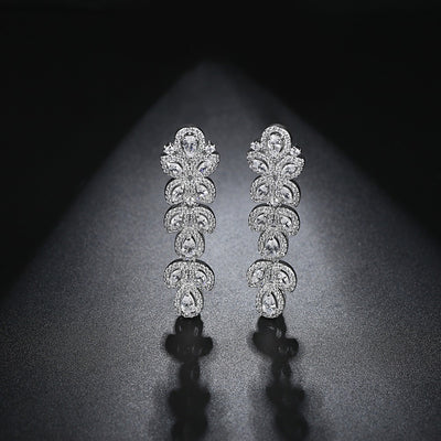 Exquisite Cubic Zirconia Diamond Bridal Earrings